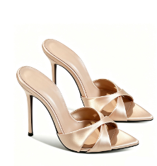 Women'S Fashion Underwear - Champagne Colored New Pointed Satin High-Heeled