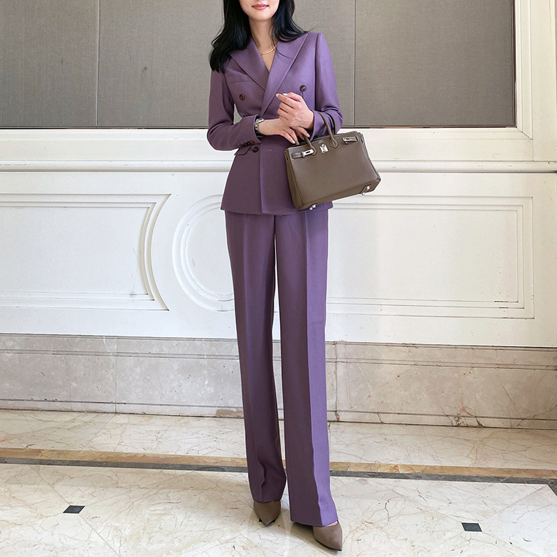 Women'S Fashion Blazer - Allingentle Purple Women's Suit Pantsuit 2