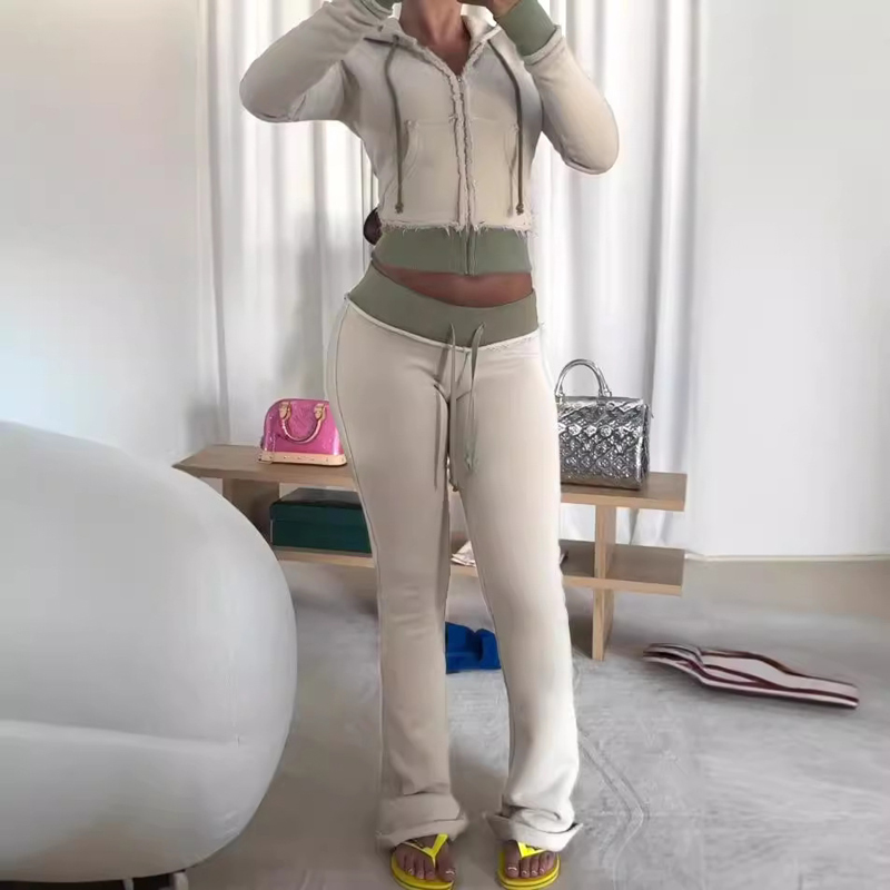 Women'S Fashion Zip Hoodie - 2 Two Piece Lounge Set Women