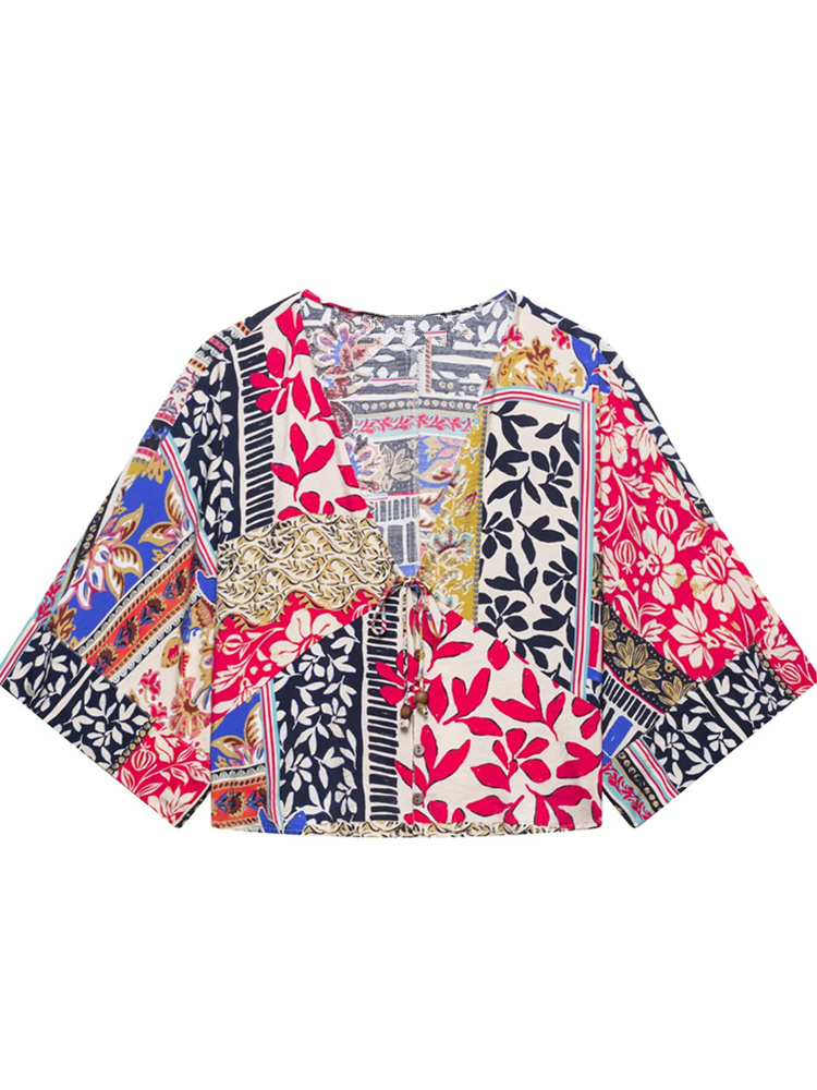 Women'S Fashion Kimono - Zevity Women Fashion V Cloth Patchwork