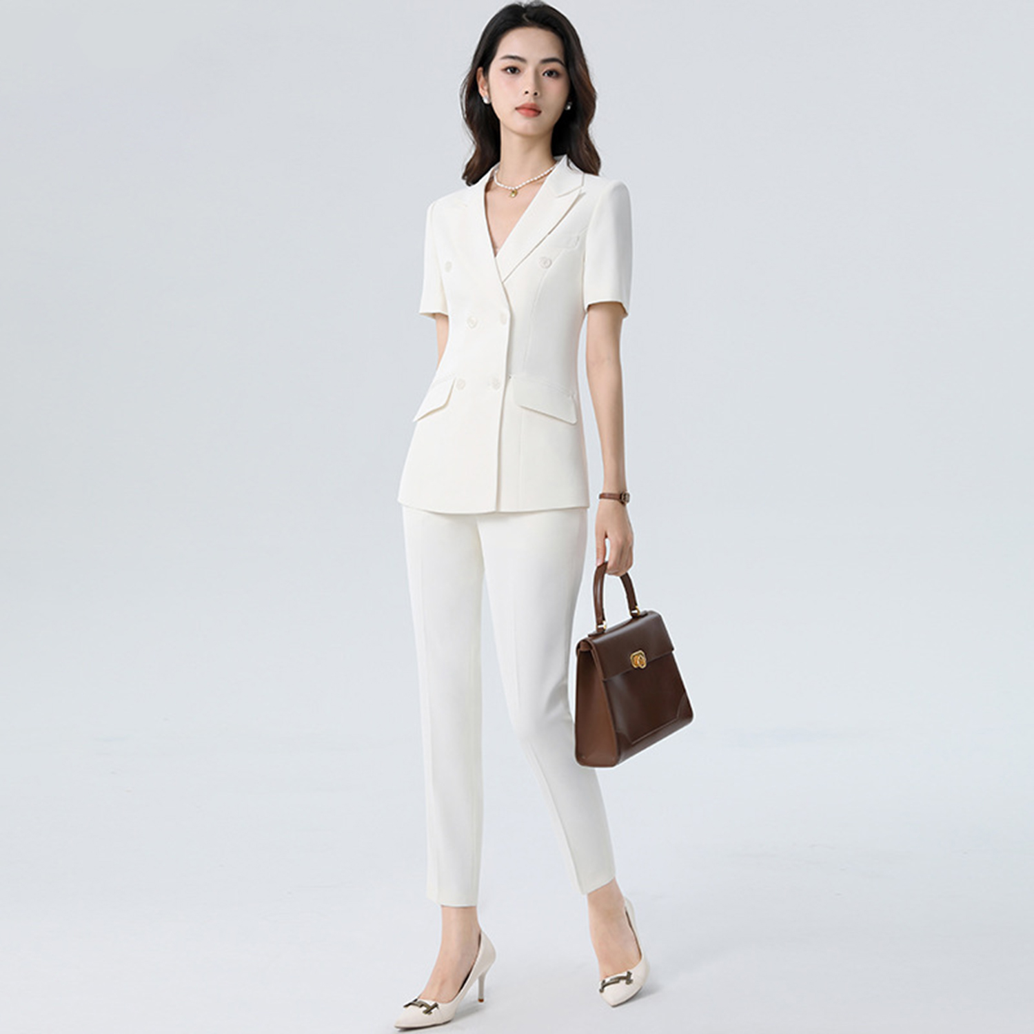 Women'S Fashion Blazer - Allingentle White Women's Suit Slim Fit