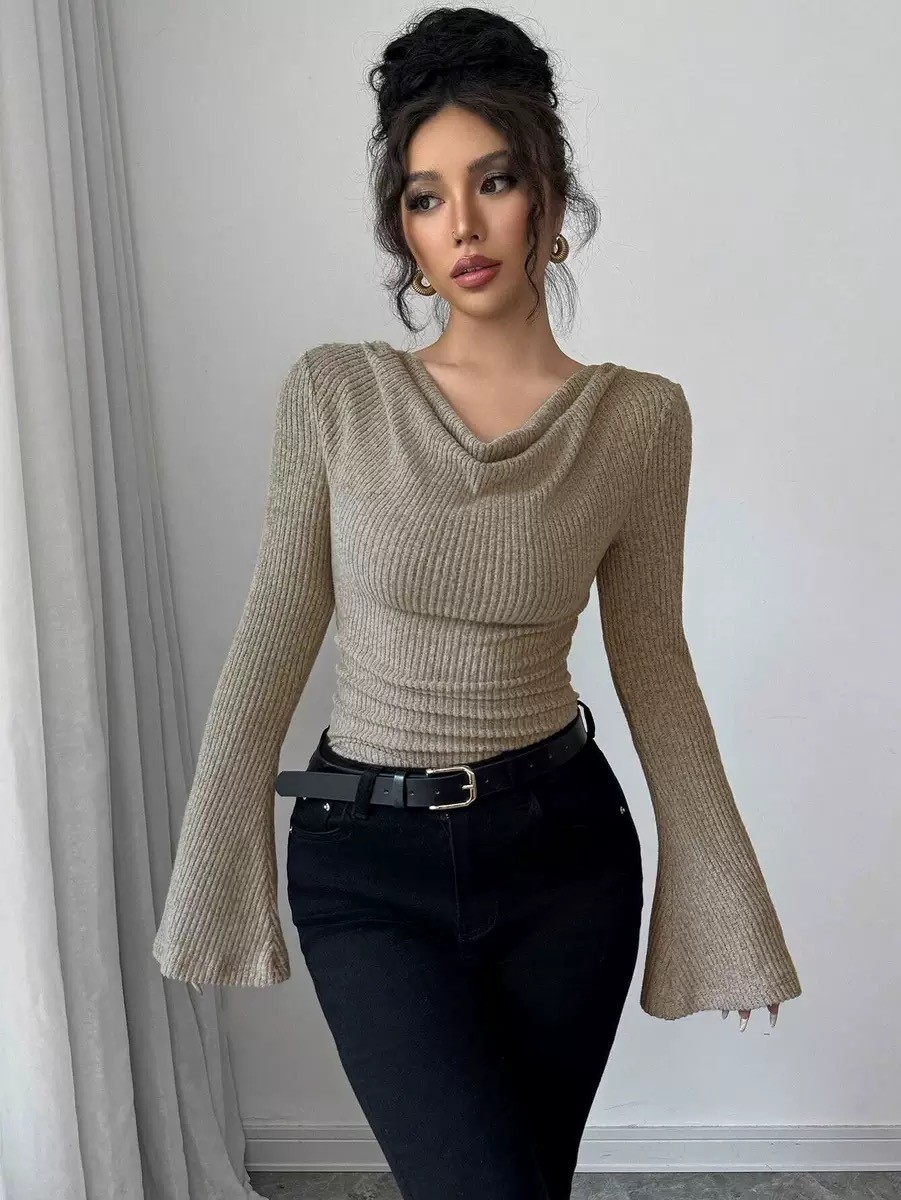 Off Shoulder Top - Women Blouse Off Shoulder Cowl Neck