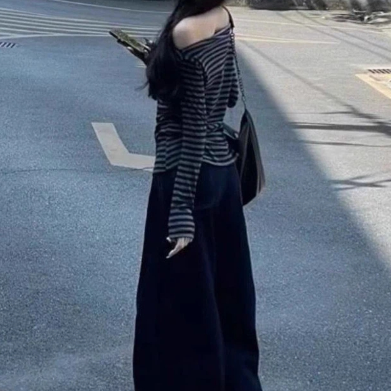 Women Vintage Striped Off Shou - Off Shoulder Top review and price