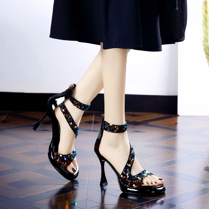 Elegant Sequins Peep-Toe Eleva - Women Fashion Korean review and price
