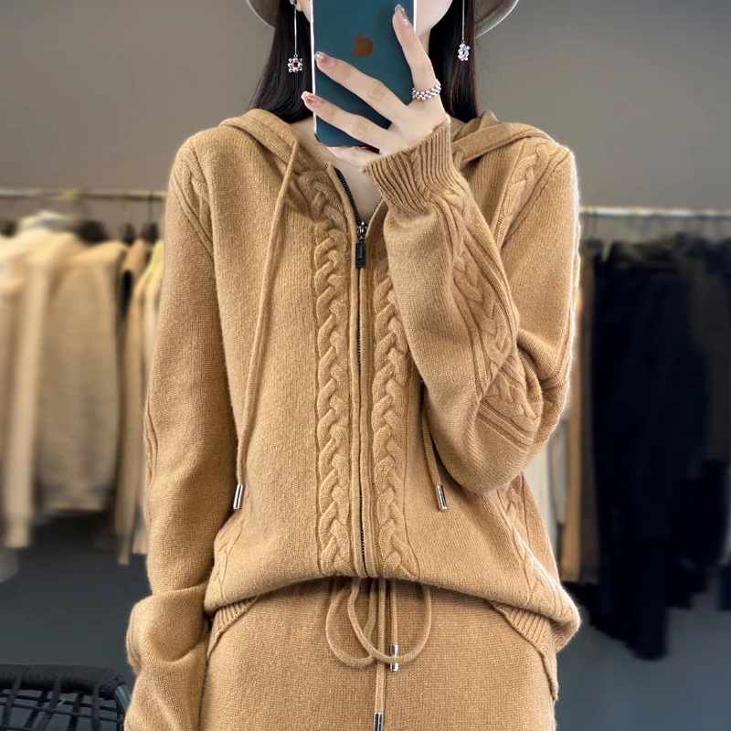 Women's Pure Cashmere Hooded C - Women'S Fashion Zip Hoodie review and price